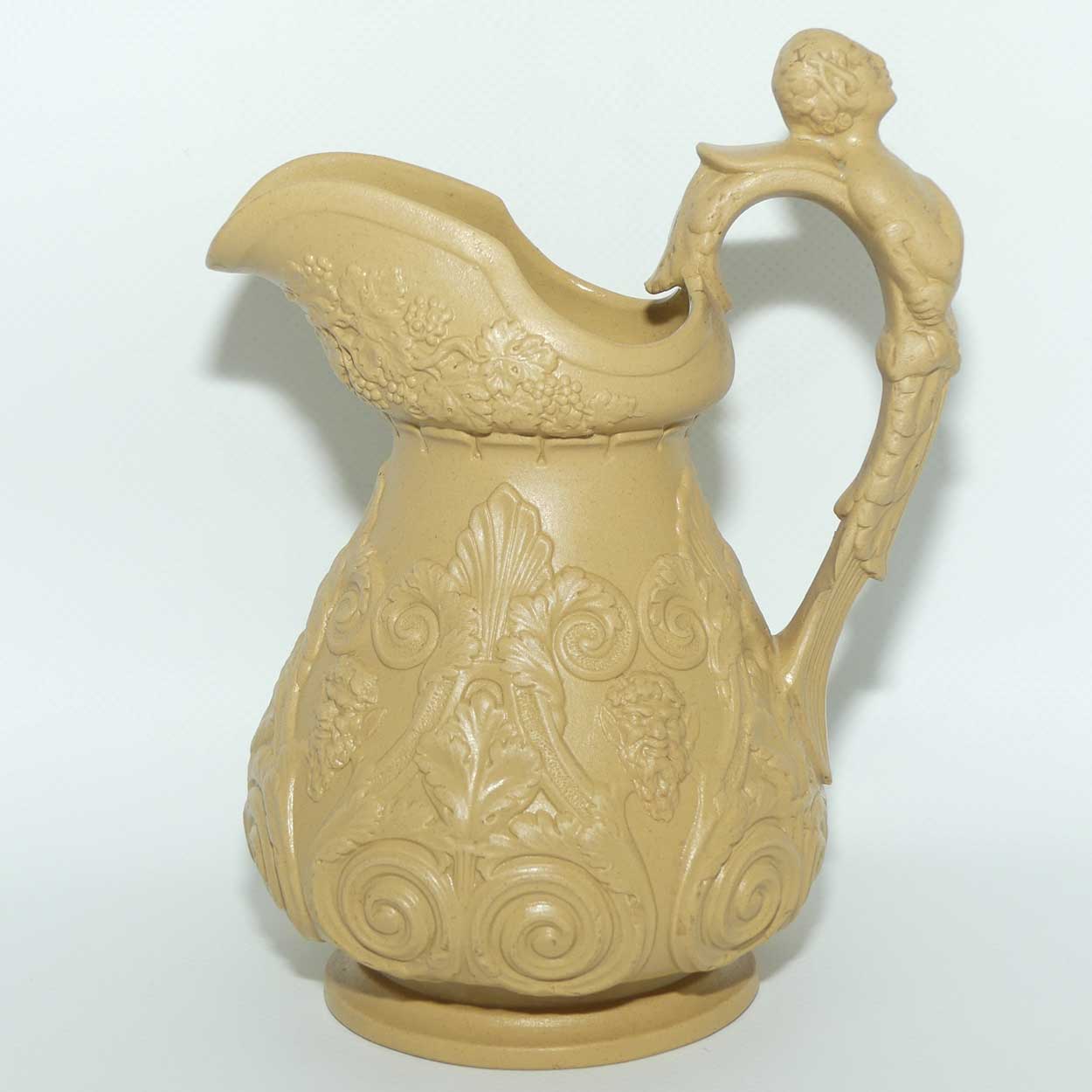 Antique William Ridgway English Drabware Bacchus & Pan Jug | c.1830