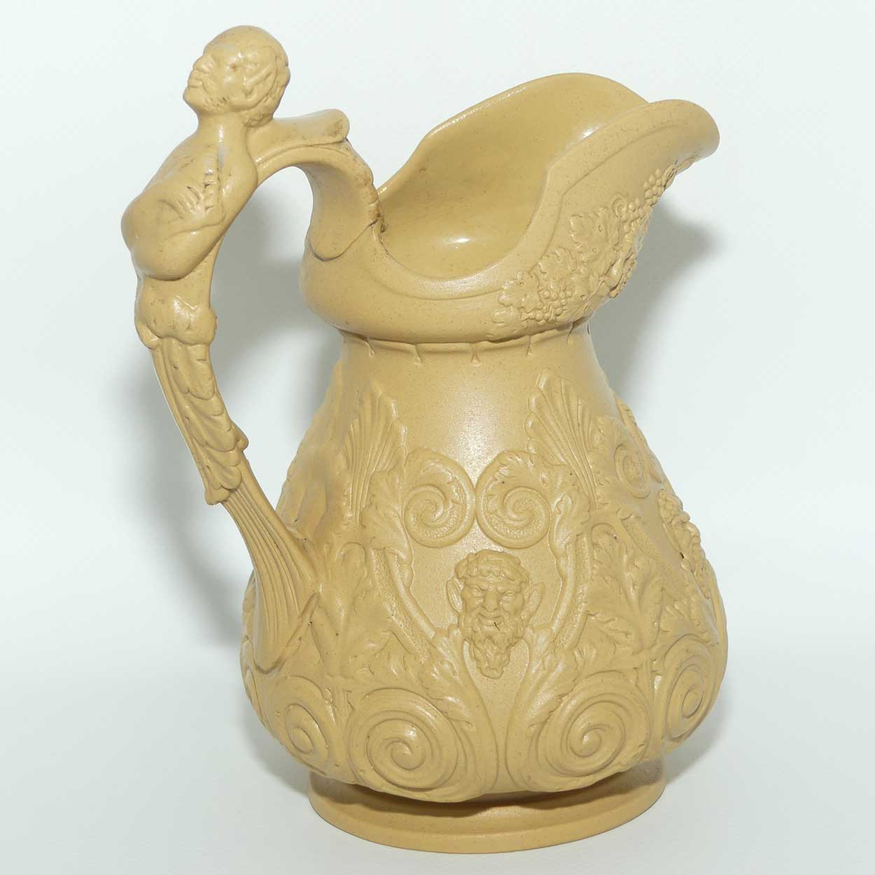 Antique William Ridgway English Drabware Bacchus & Pan Jug | c.1830