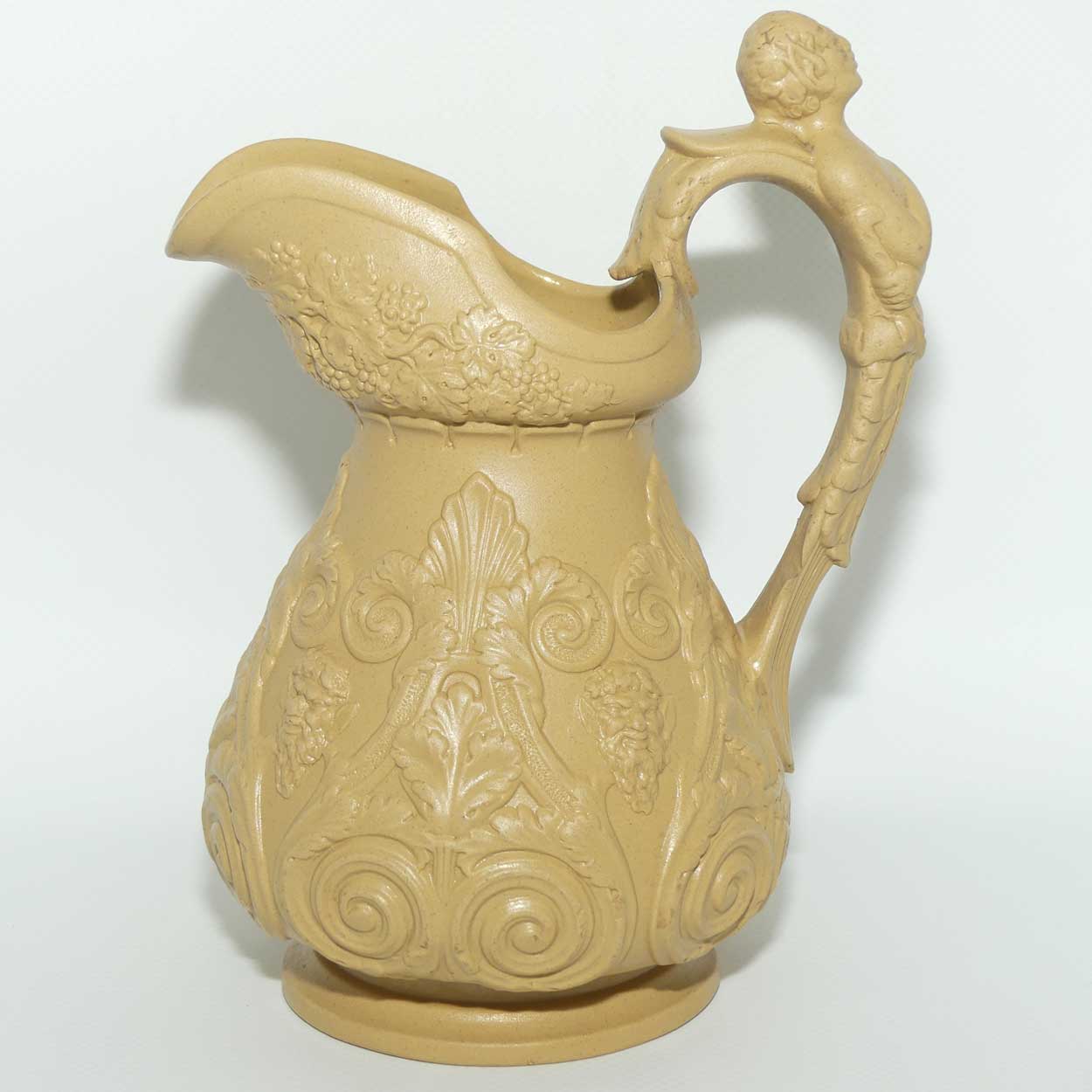 Antique William Ridgway English Drabware Bacchus & Pan Jug | c.1830