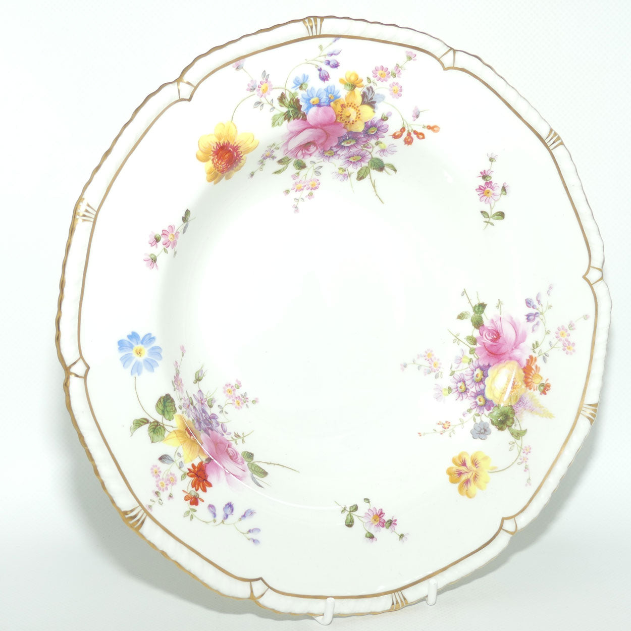 Royal Crown Derby Derby Posies rimmed soup bowl with rope twist border | 25.5cms