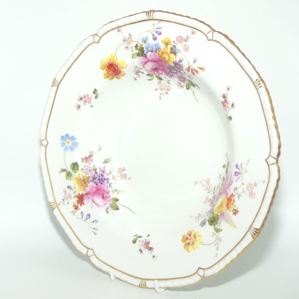 Royal Crown Derby Derby Posies rimmed soup bowl with rope twist border | 25.5cms