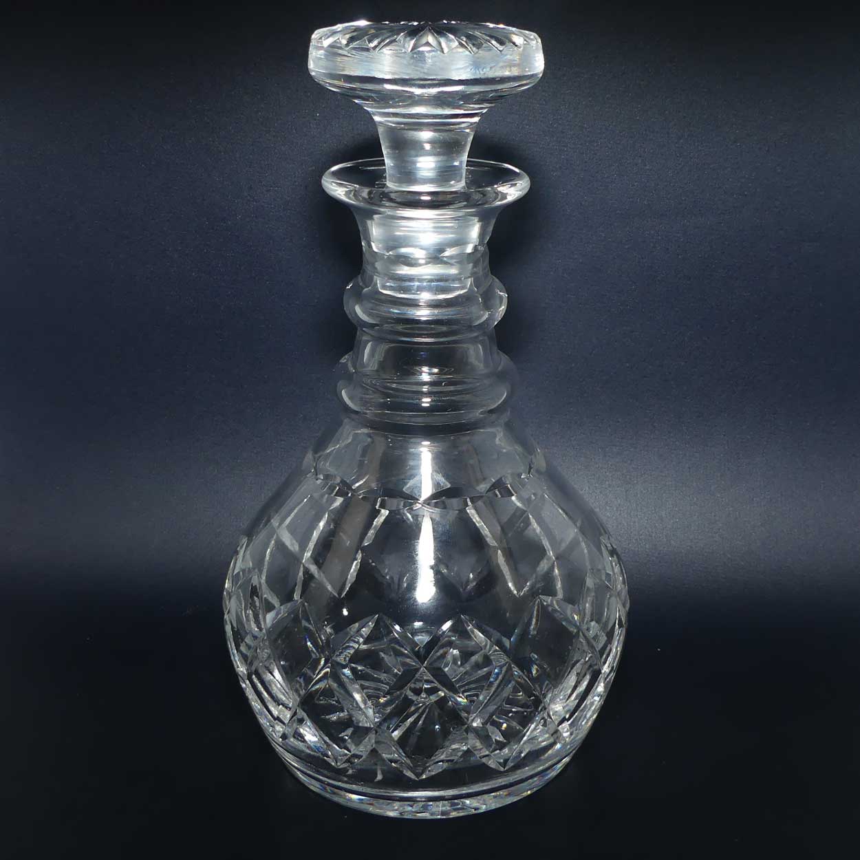 Stuart Crystal England double ring neck mushroom top decanter