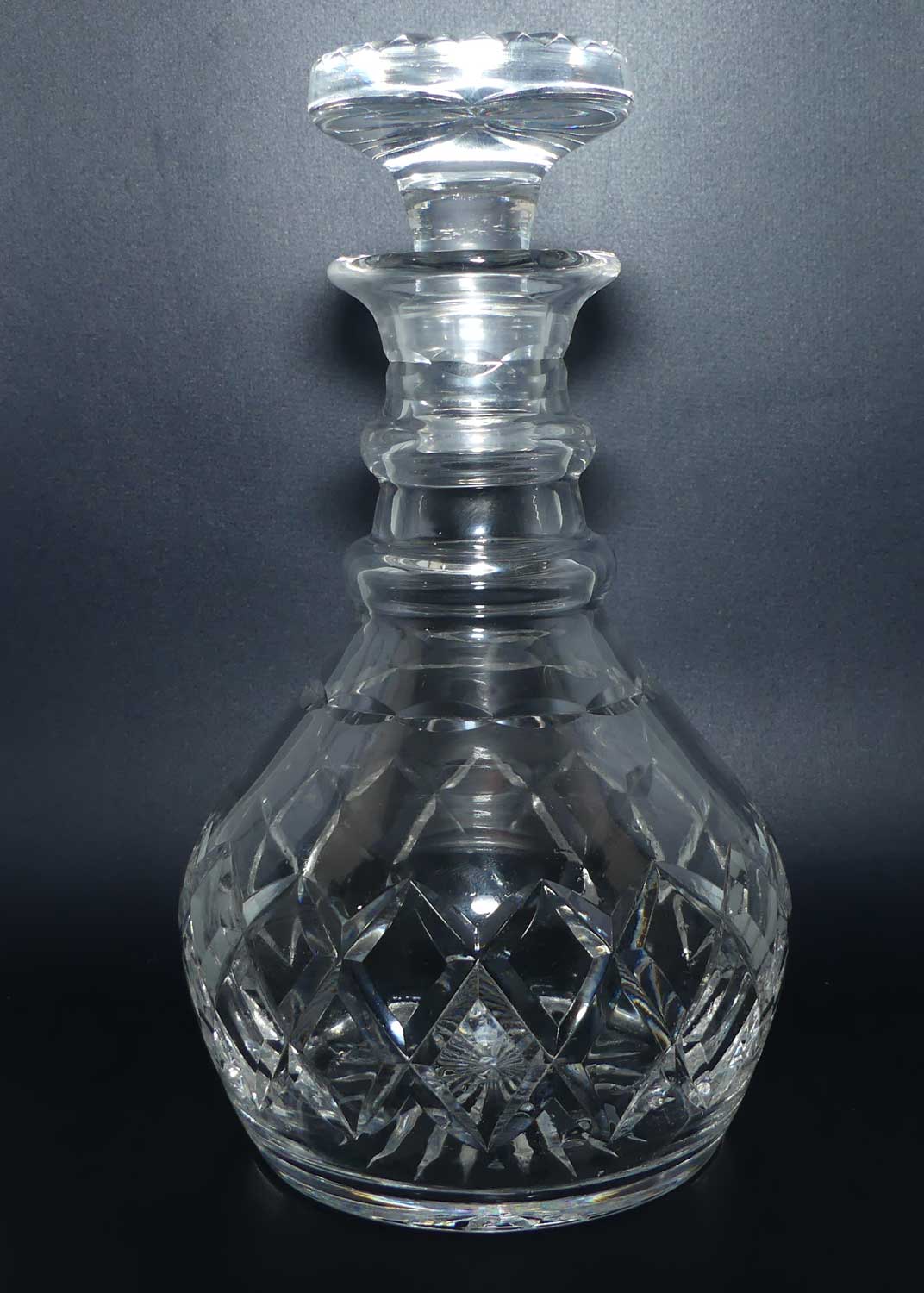 Stuart Crystal England double ring neck mushroom top decanter