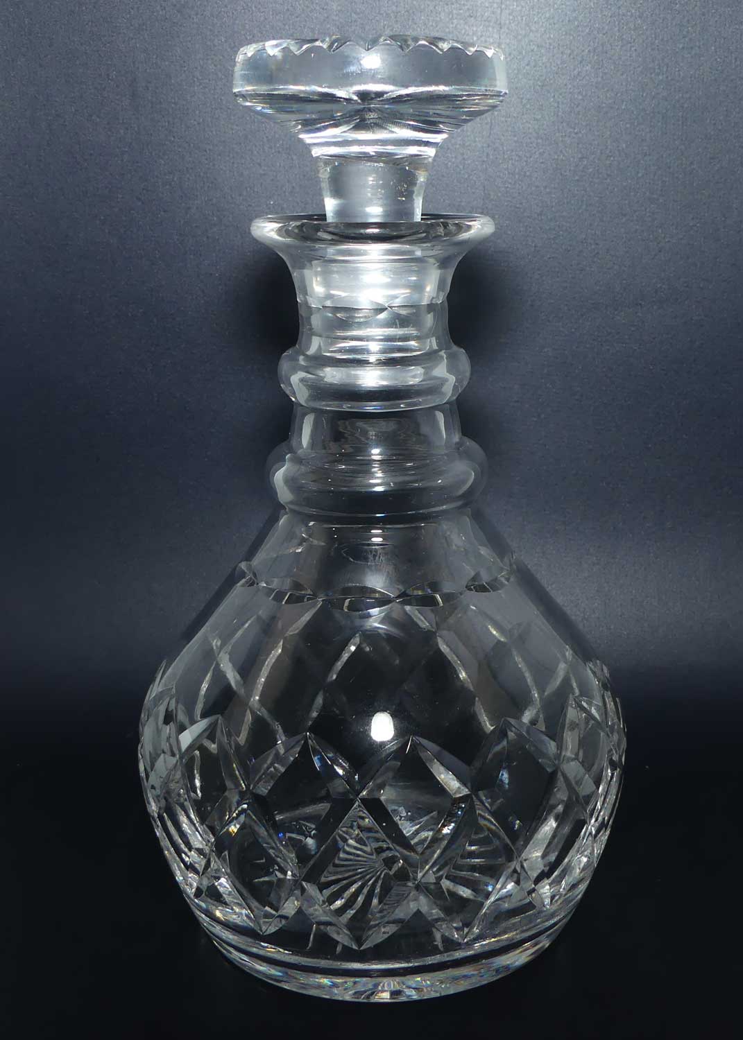 Stuart Crystal England double ring neck mushroom top decanter