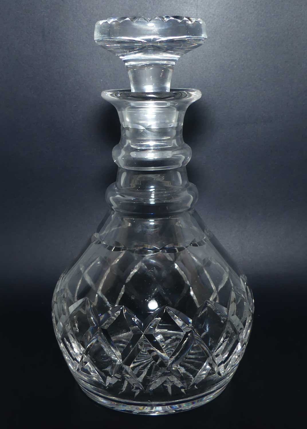 Stuart Crystal England double ring neck mushroom top decanter