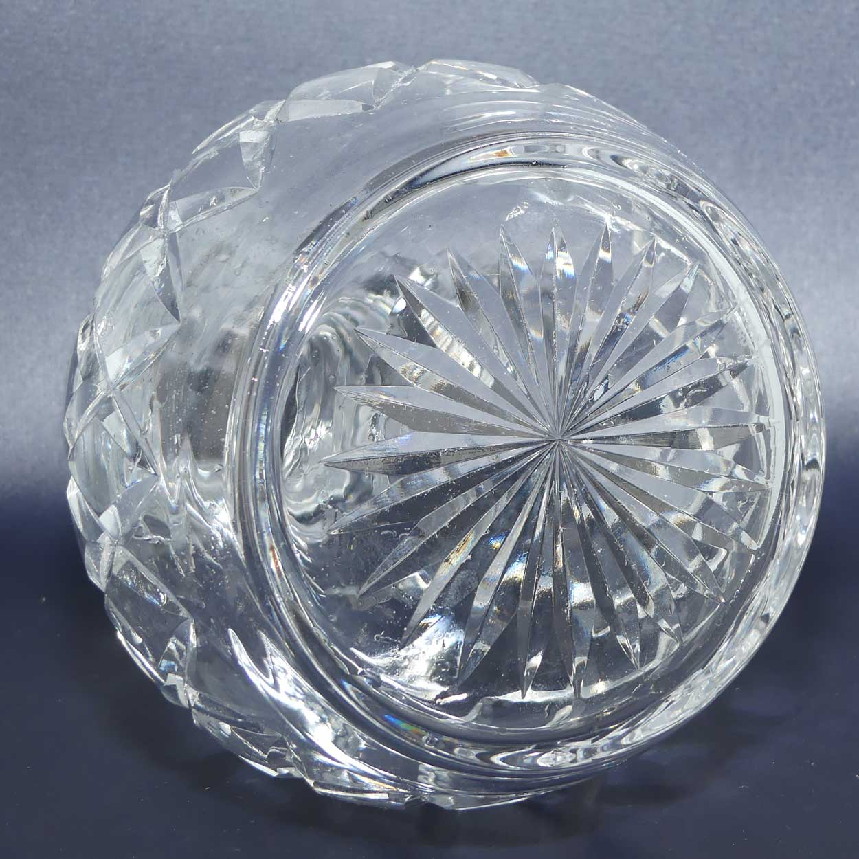 Stuart Crystal England double ring neck mushroom top decanter