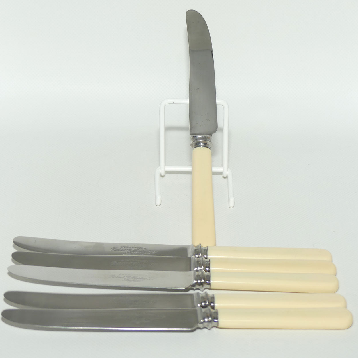 Set of 6 Robert F Mosley Rusnorstain Sheffield Stainless | Faux Bone Handle Knives | 20.8cm | boxed