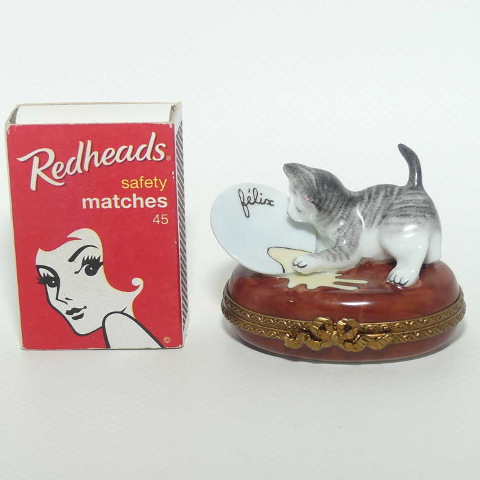 Peint Main Rochard Limoges France Felix the Cat trinket box