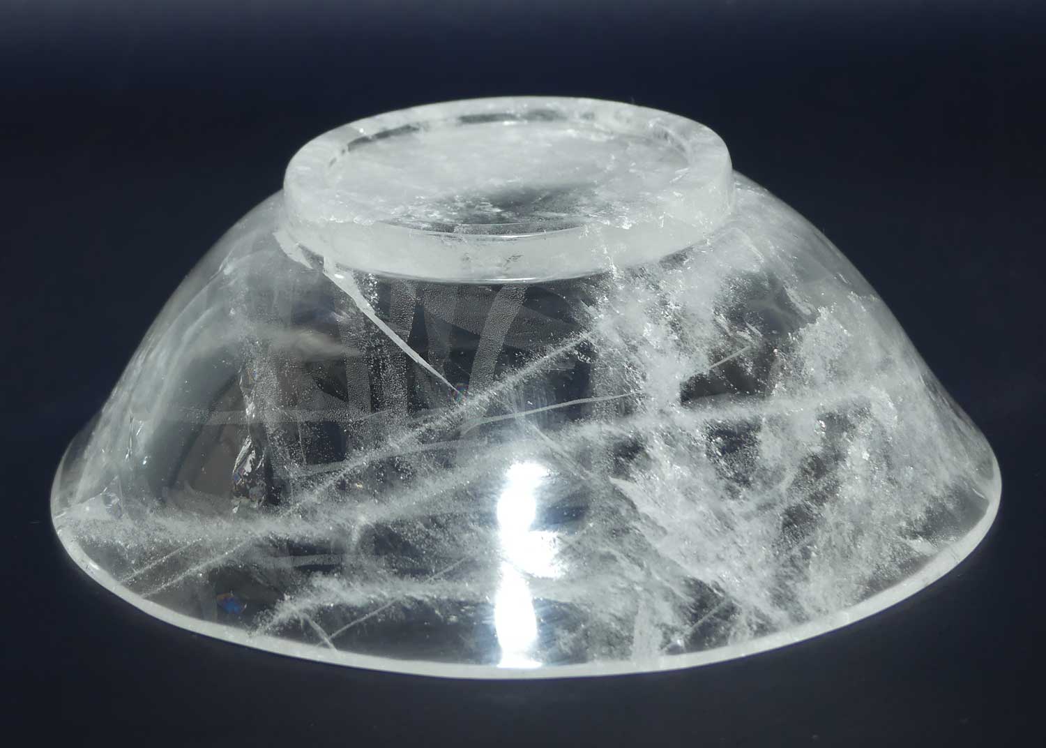 Mid 20th Century Chinese Rock Crystal bowl on wooden stand