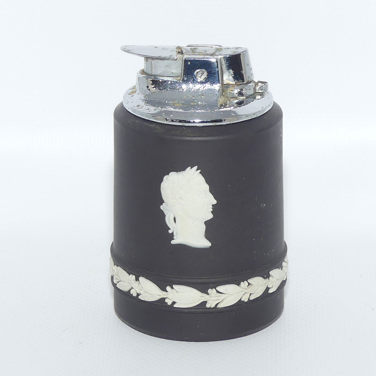 Wedgwood Jasper | White on Black | Roman design table lighter