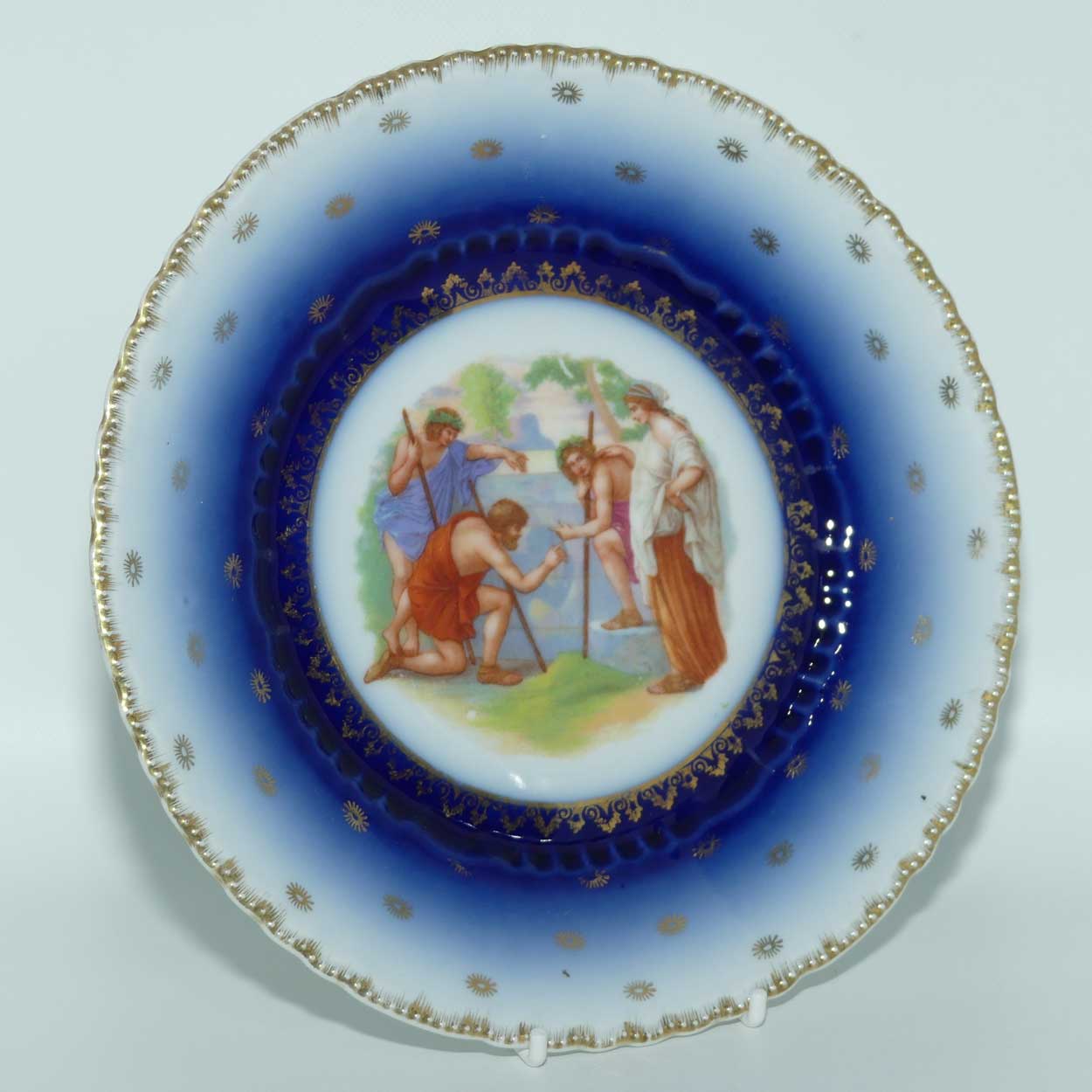 Fine Victoria Porcelain Austria Blue Border plate with Romans cameo scene