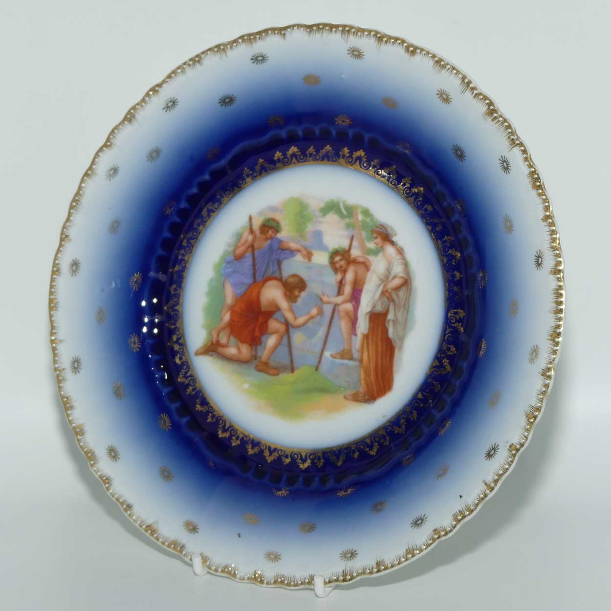 Fine Victoria Porcelain Austria Blue Border plate with Romans cameo scene