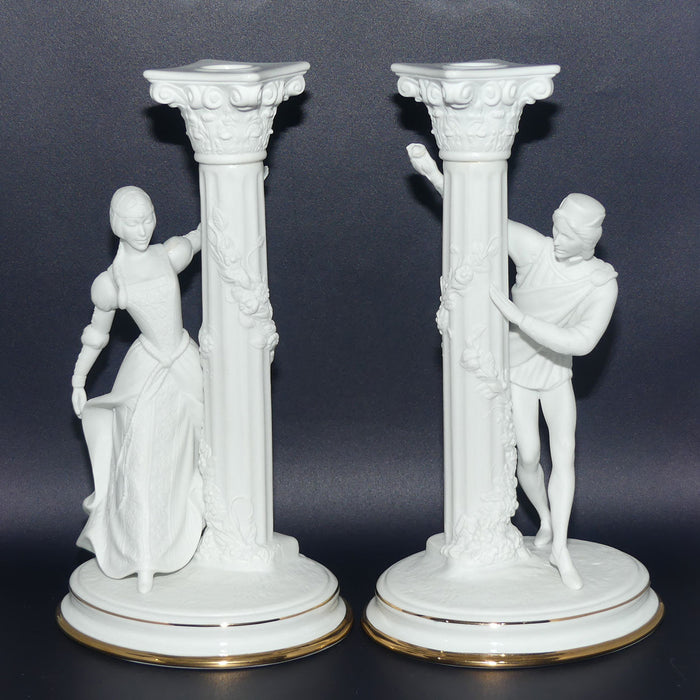 Franklin Mint | The Romeo and Juliet Porcelain Candlesticks by Stuart Mark Feldman