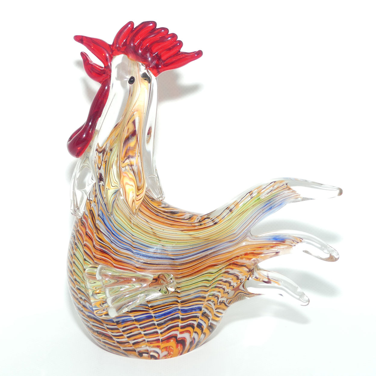 Vintage Heavy Art Glass Rooster figure | 22.5cm tall