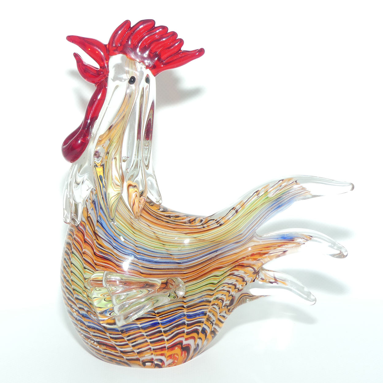 Vintage Heavy Art Glass Rooster figure | 22.5cm tall