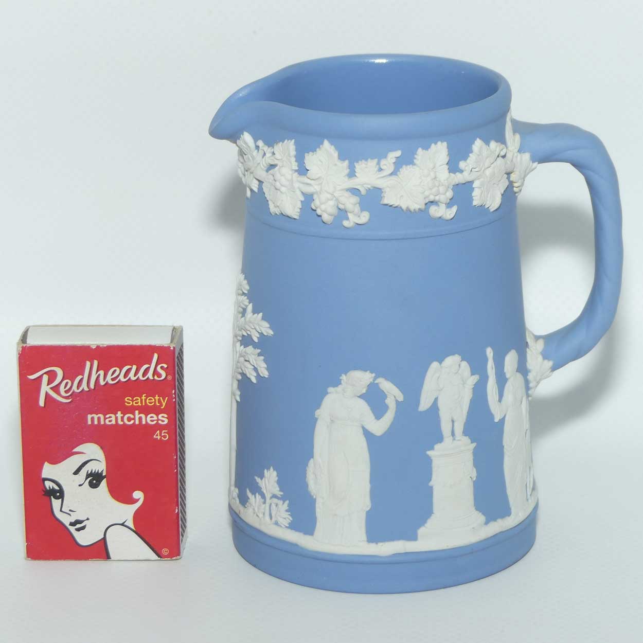 Wedgwood Jasper | White on Pale Blue milk jug with rope twist handle