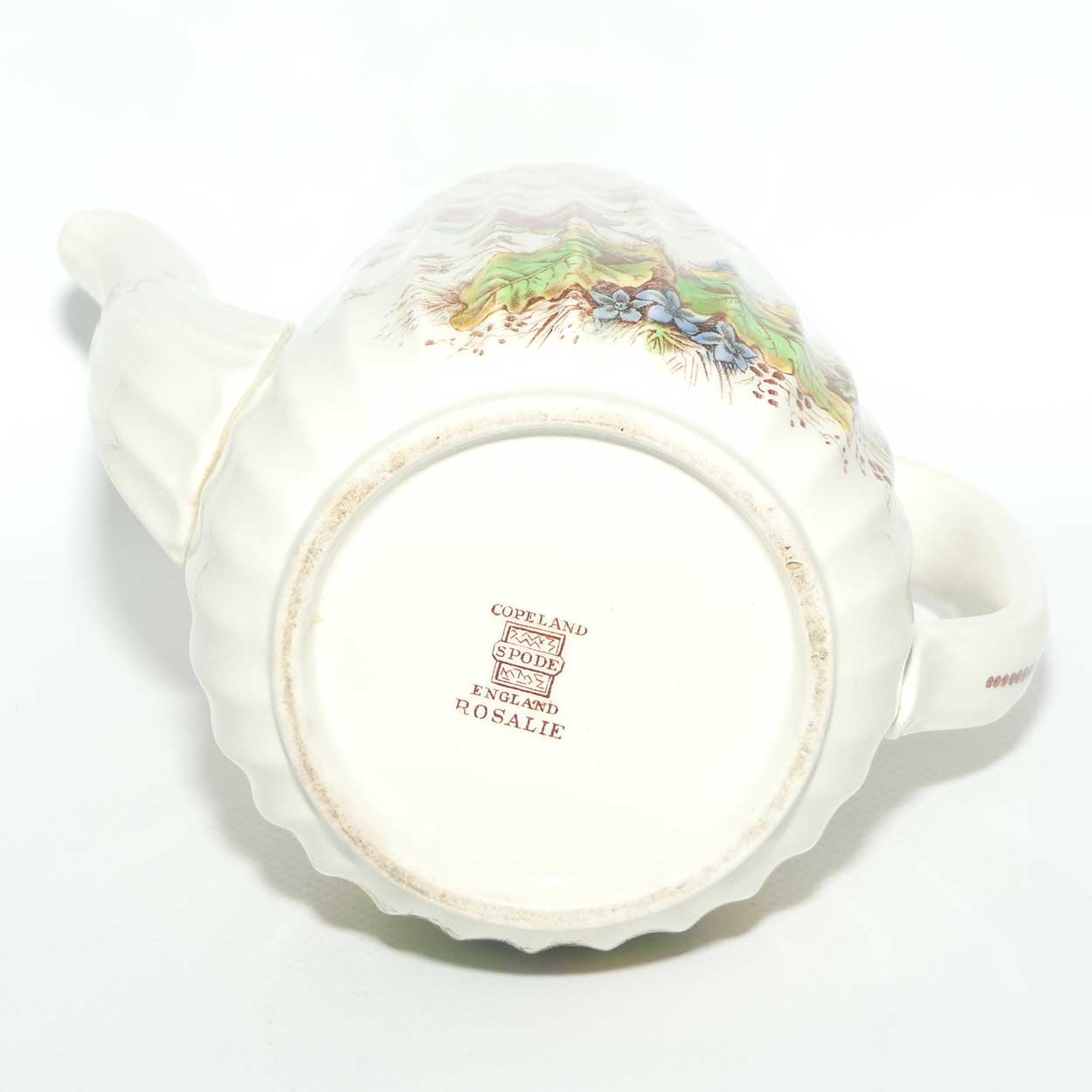 Copeland Spode Rosalie pattern coffee pot, sugar bowl and creamer