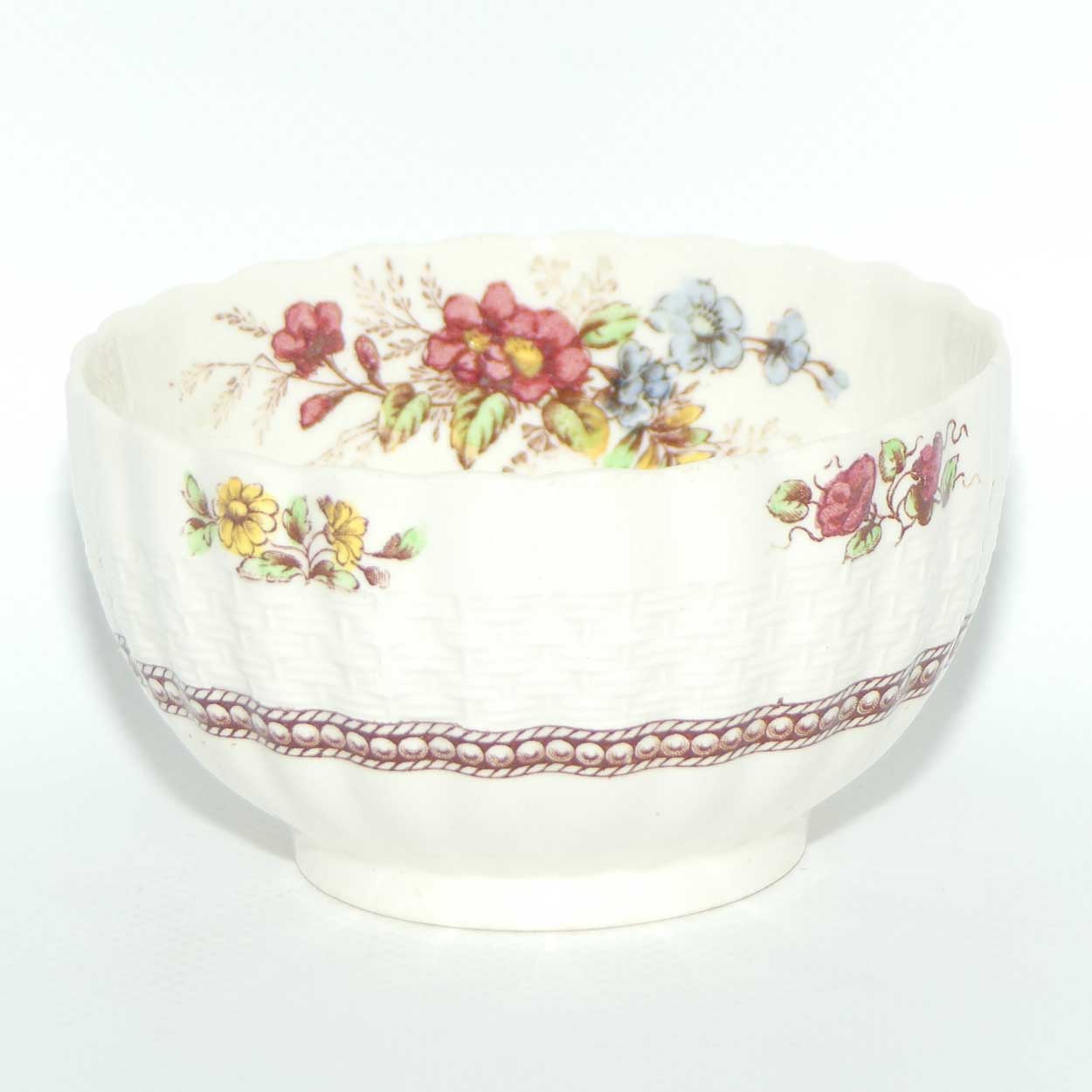 Copeland Spode Rosalie pattern coffee pot, sugar bowl and creamer