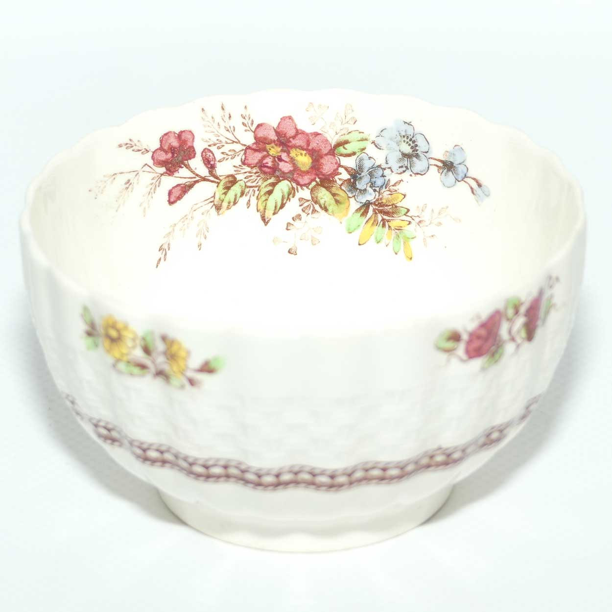 Copeland Spode Rosalie pattern coffee pot, sugar bowl and creamer