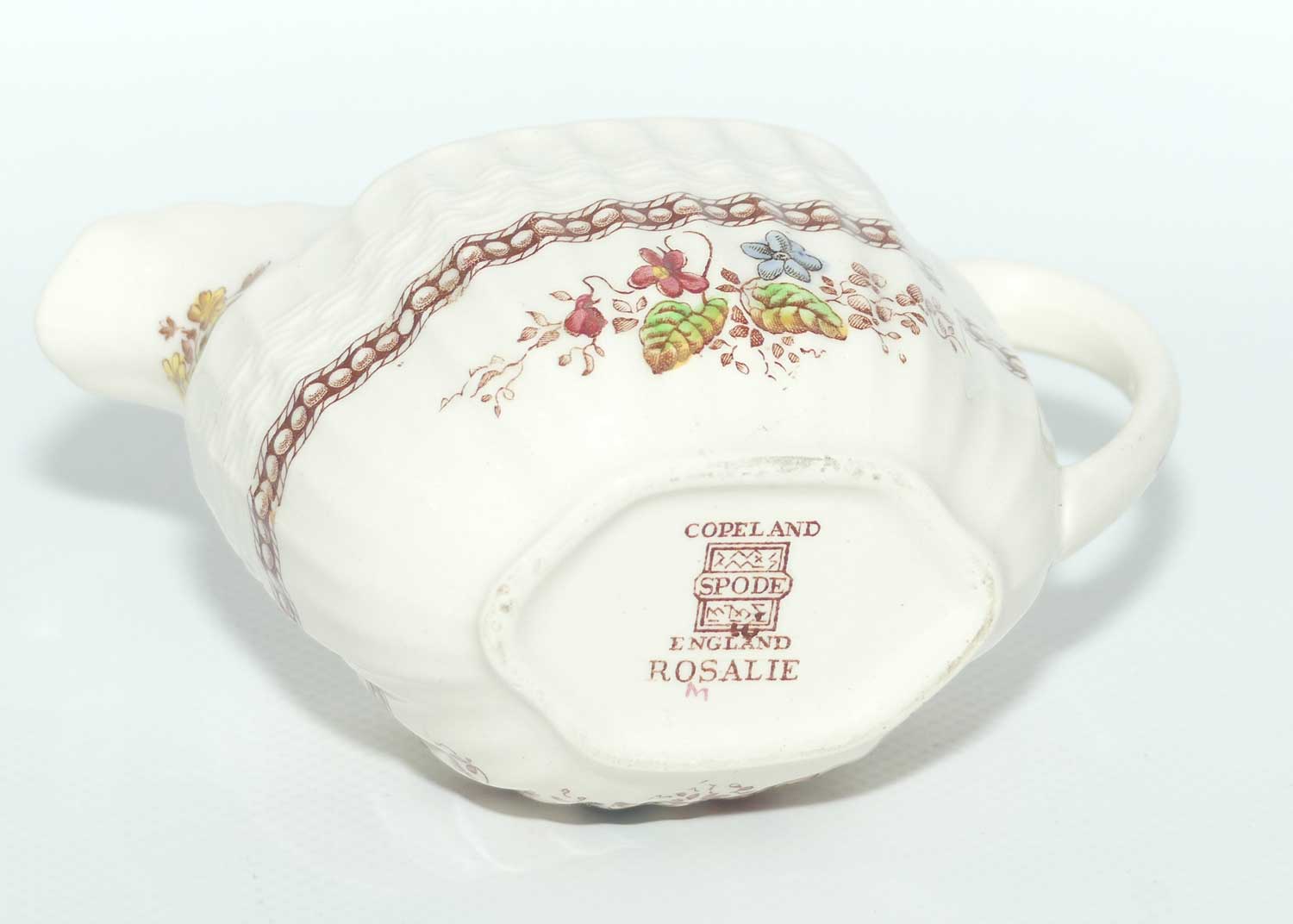 Copeland Spode Rosalie pattern coffee pot, sugar bowl and creamer