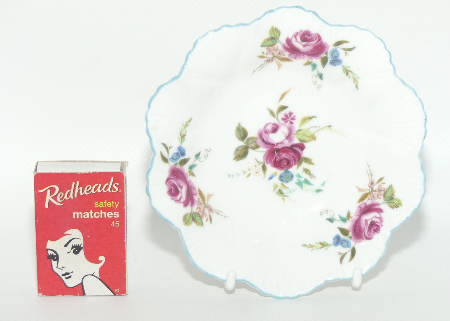 Shelley Dainty shape Roses and Blue trim pin dish