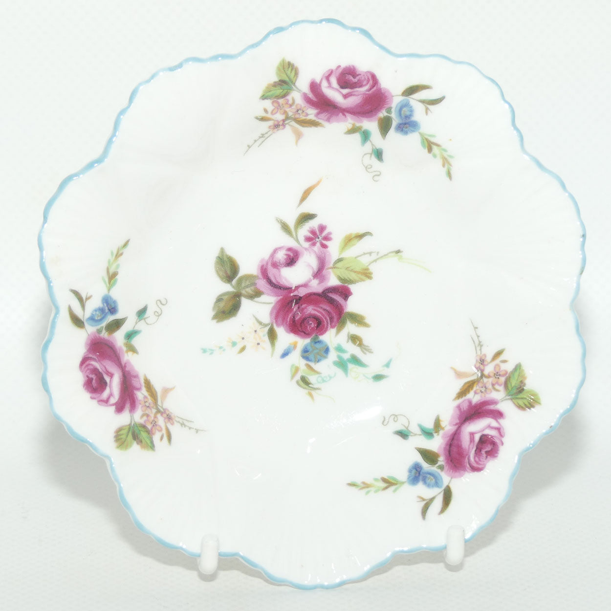 Shelley Dainty shape Roses and Blue trim pin dish