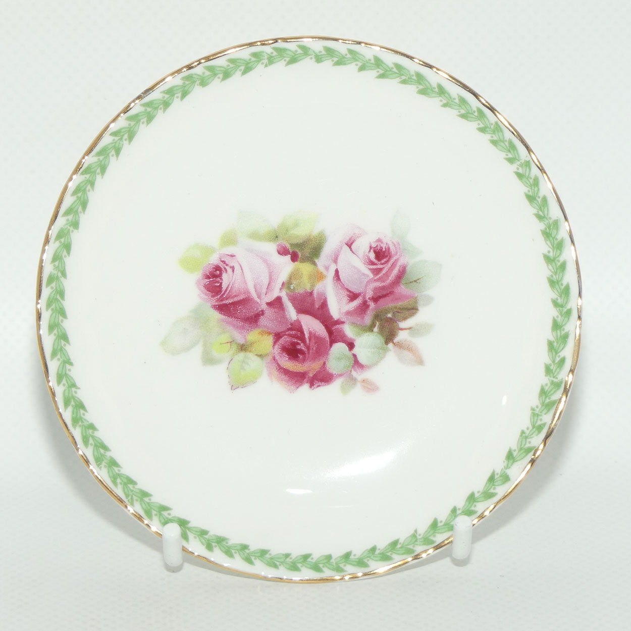 Royal Doulton Rosebud with Green Frieze and gilt trim pin dish | 10.8cm | #1