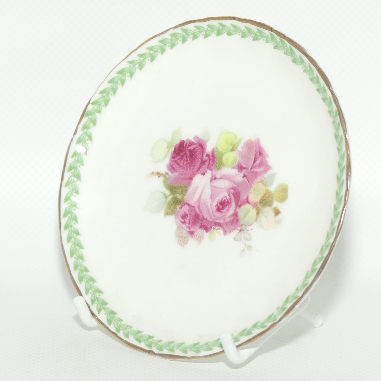 Royal Doulton Rosebud with Green Frieze and gilt trim pin dish | 10.8cm diam | #2