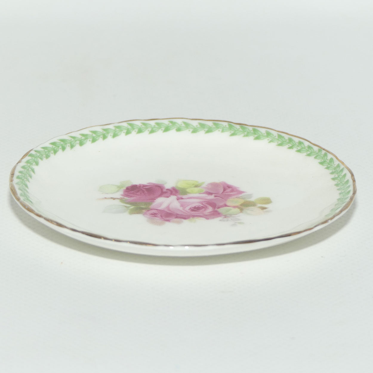 Royal Doulton Rosebud with Green Frieze and gilt trim pin dish | 10.8cm diam | #2