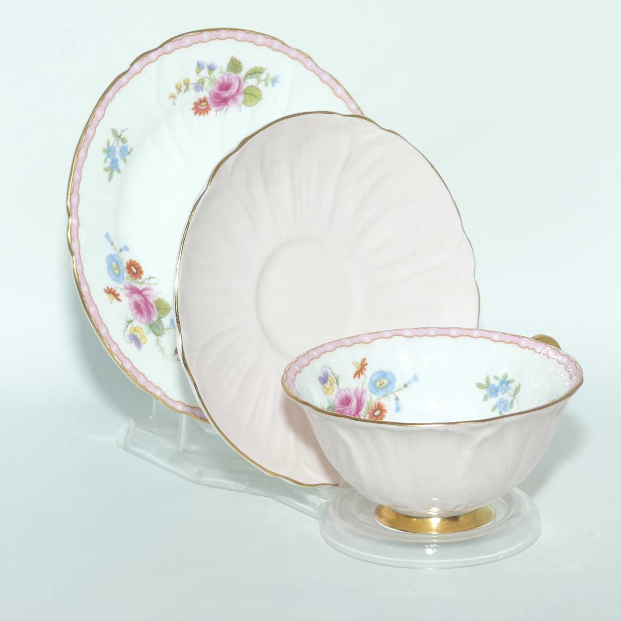 Shelley Oleander shape trio | Rose and Red Daisy with Pink exterior | #1