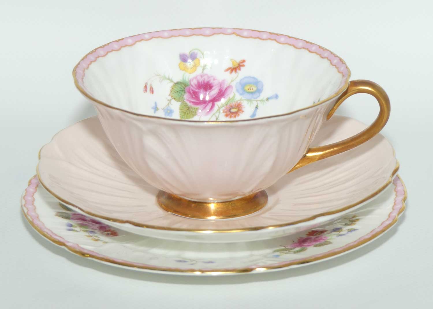 Shelley Oleander shape trio | Rose and Red Daisy with Pink exterior | #2