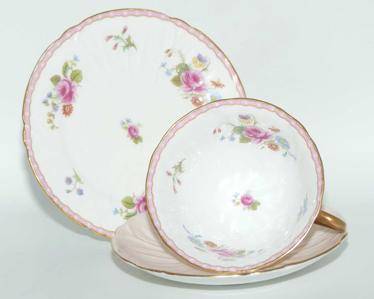 Shelley Oleander shape trio | Rose and Red Daisy with Pink exterior | #2