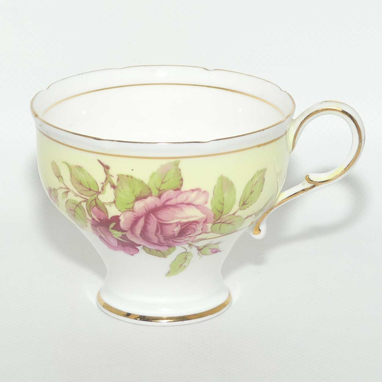 Paragon Bone China fine tea trio | Pink Roses and Yellow Ground