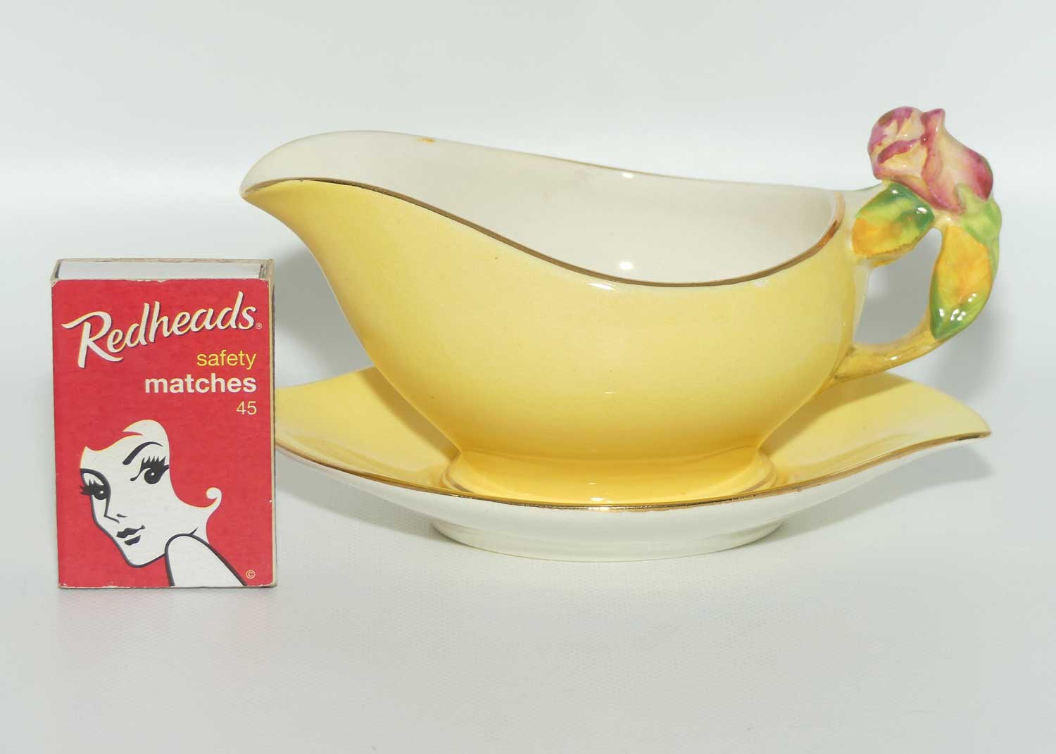 Royal Winton Rosebud pattern mayonnaise jug and saucer | Yellow Body