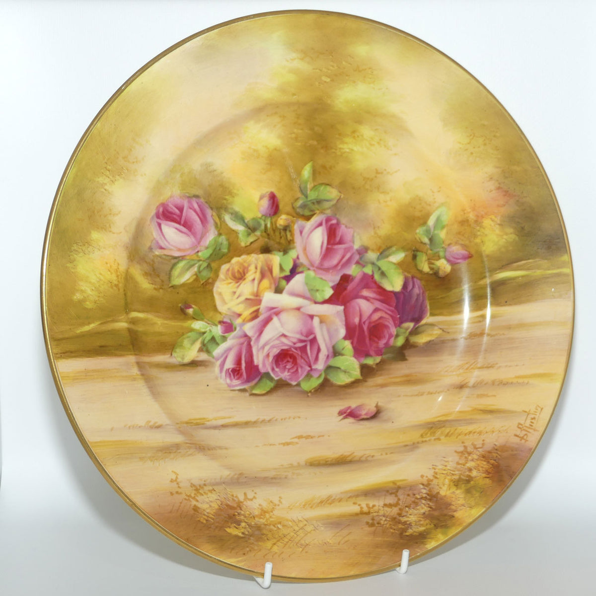 Royal Winton handpainted Roses decorated plate | 31cm diam | signed B Austin