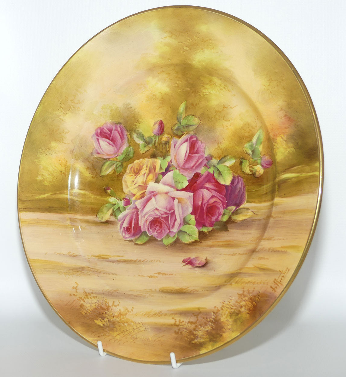 Royal Winton handpainted Roses decorated plate | 31cm diam | signed B Austin