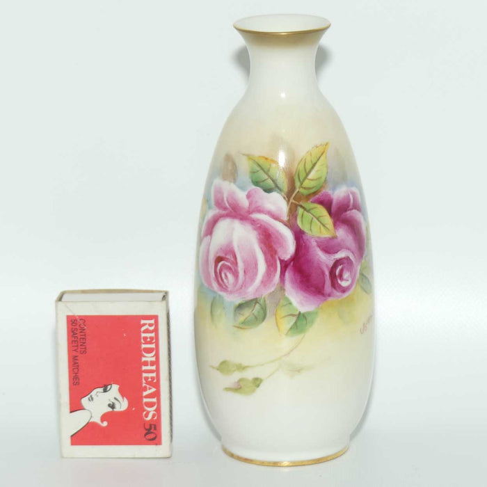 Royal Worcester hand painted Roses small vase | G Banks