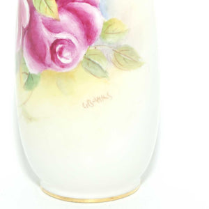 Royal Worcester hand painted Roses small vase | G Banks