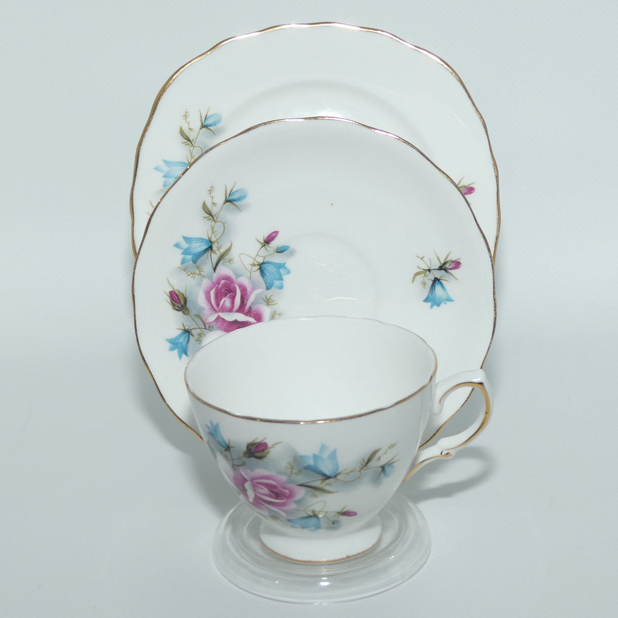 Royal Vale Bone China Pink Rose | Blue Harebell trio