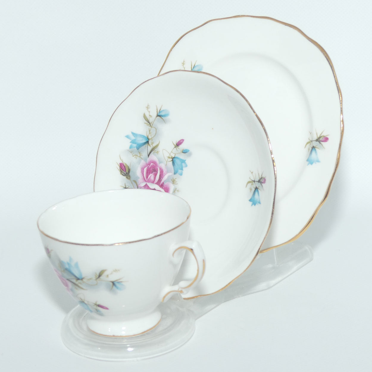 Royal Vale Bone China Pink Rose | Blue Harebell trio