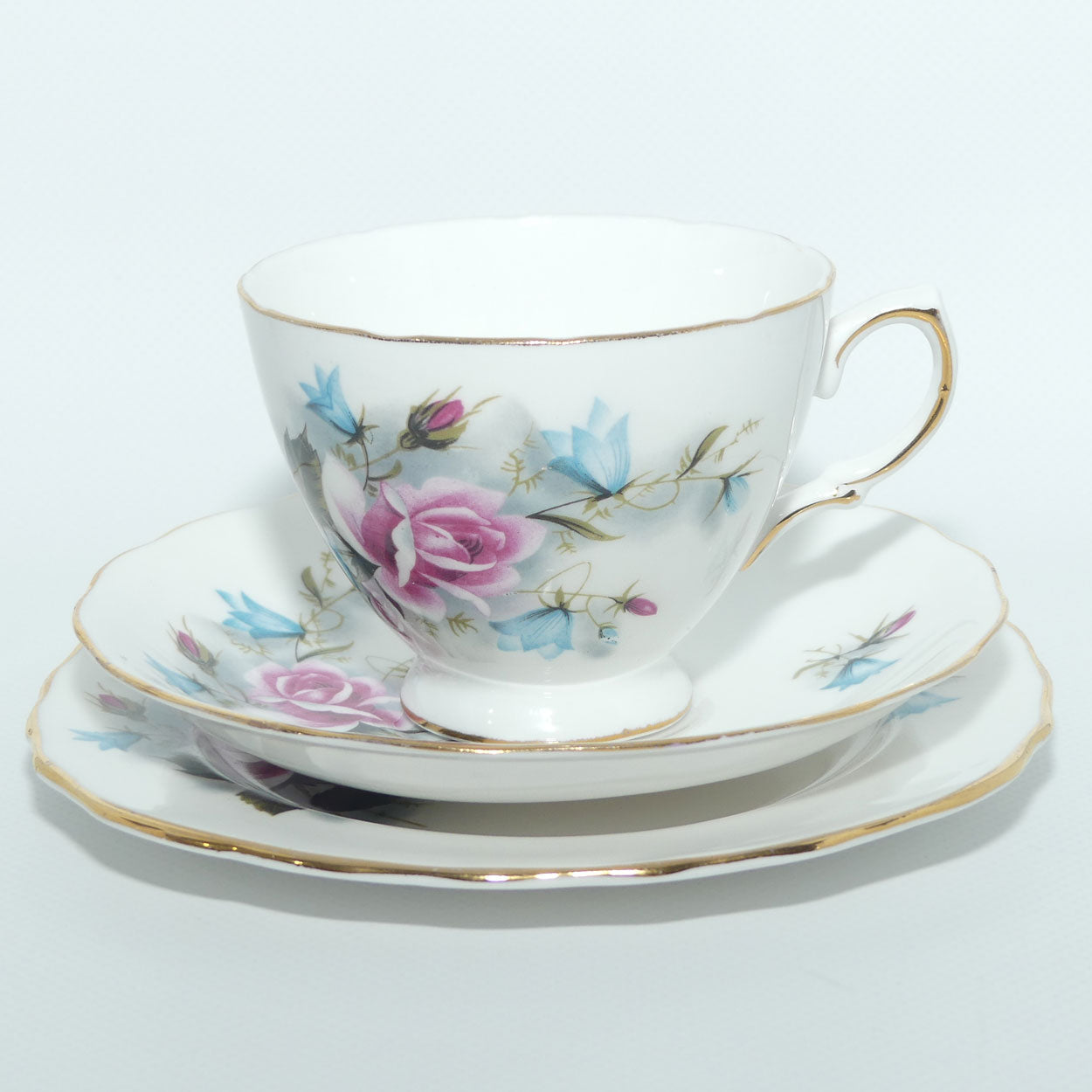 Royal Vale Bone China Pink Rose | Blue Harebell trio