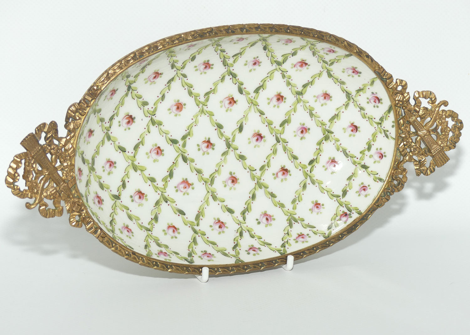 Late 19th Century French Sevres style Roses decorated ormolu set comport | Large Size