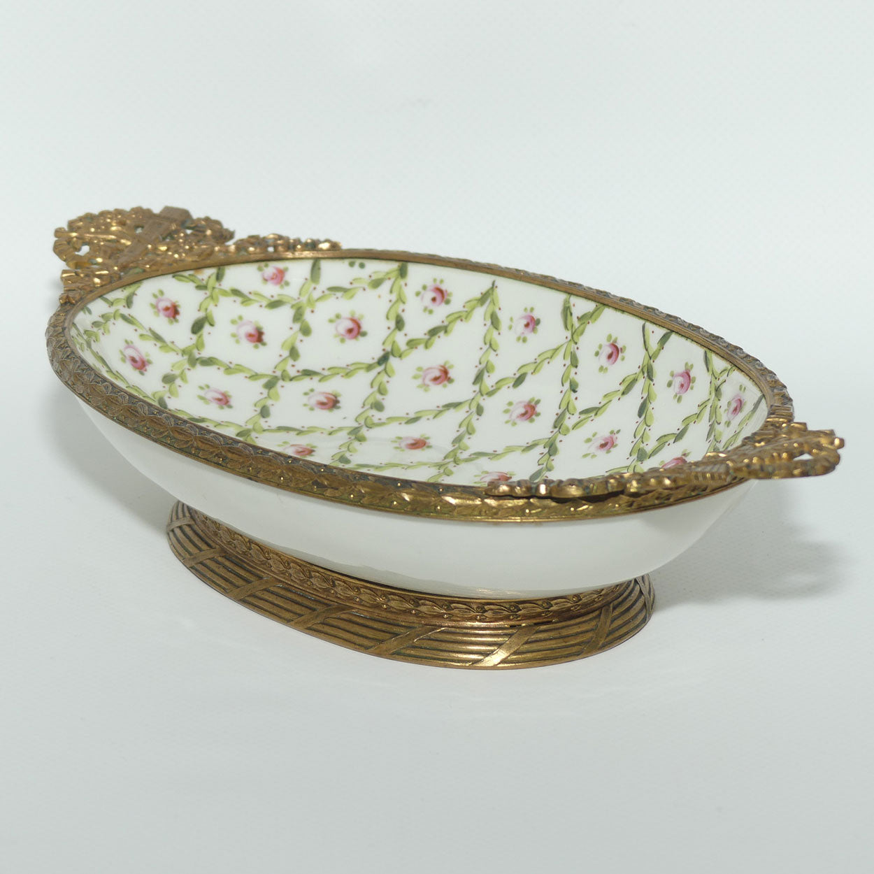 Late 19th Century French Sevres style Roses decorated ormolu set comport | Large Size