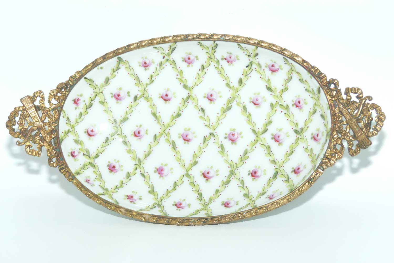 Late 19th Century French Sevres style Roses decorated ormolu set comport | Medium Size