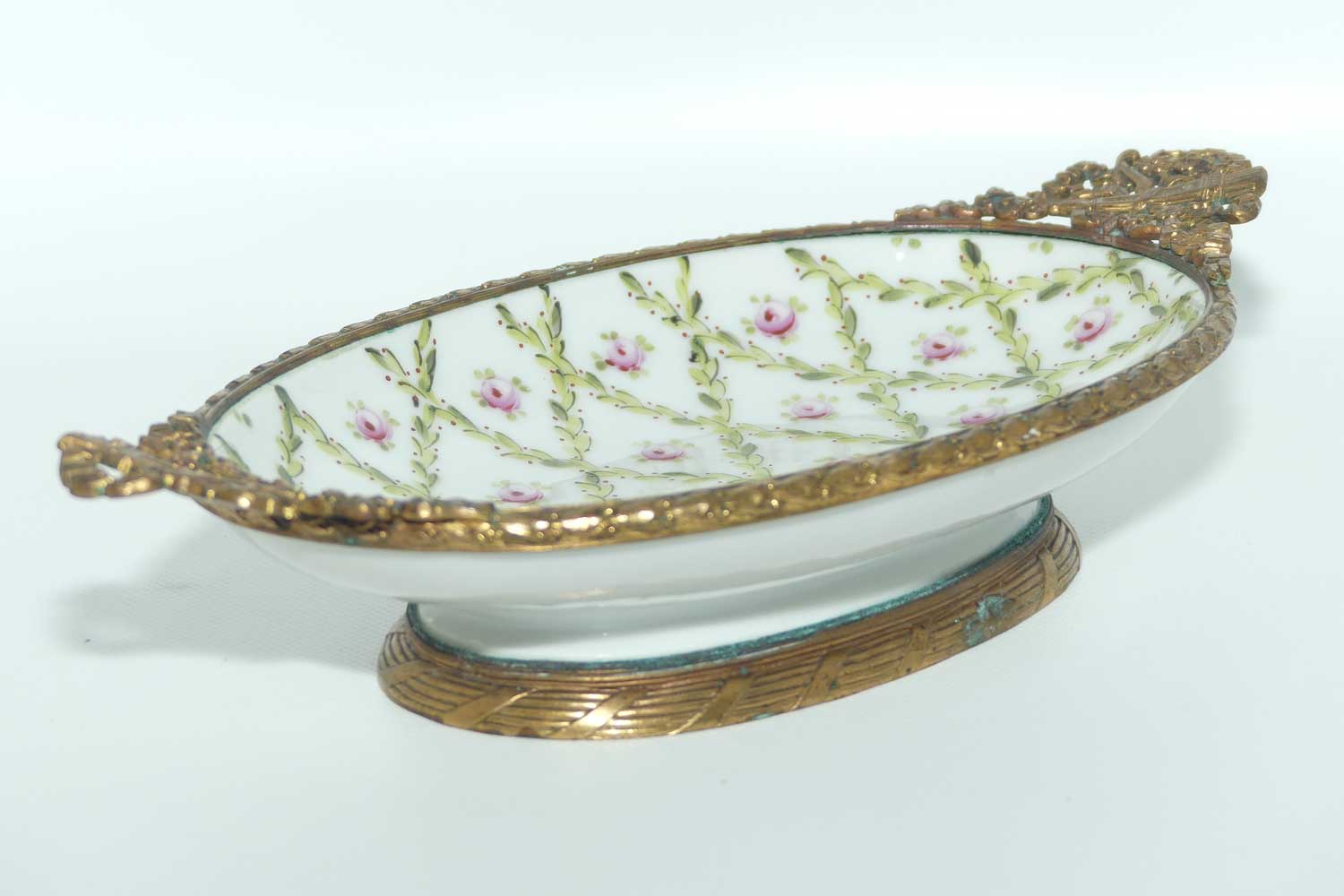 Late 19th Century French Sevres style Roses decorated ormolu set comport | Medium Size