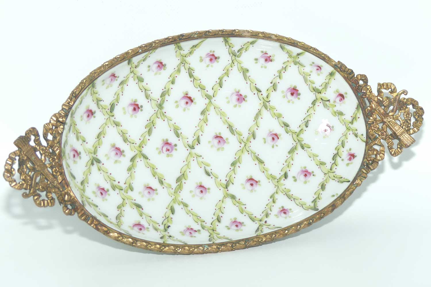 Late 19th Century French Sevres style Roses decorated ormolu set comport | Medium Size