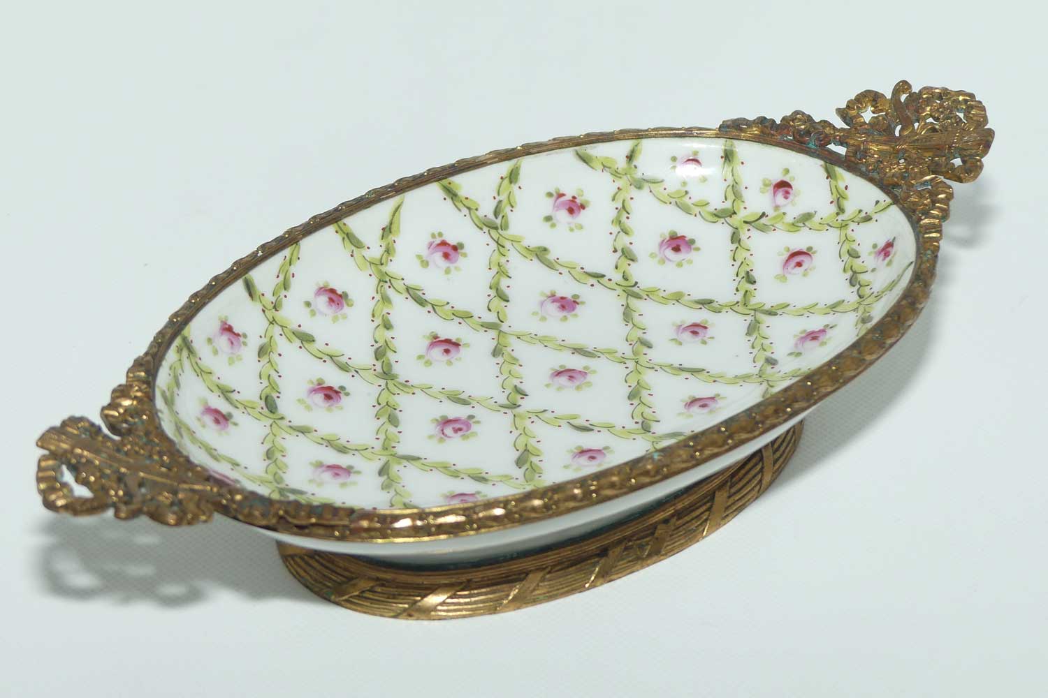 Late 19th Century French Sevres style Roses decorated ormolu set comport | Medium Size