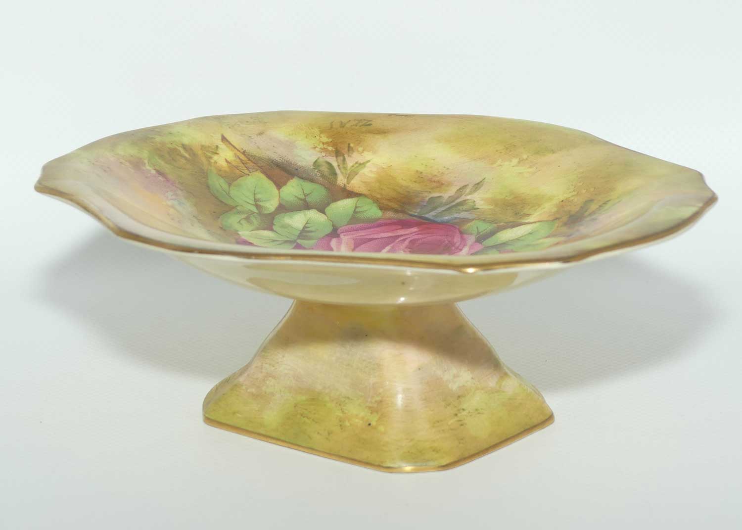Royal Winton handpainted Roses decorated comport | signed Z Cas