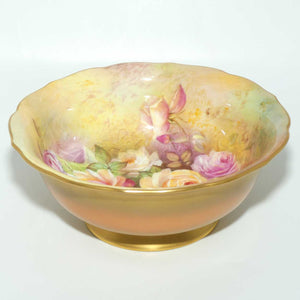 Royal Worcester hand painted Roses bowl by E Phillips