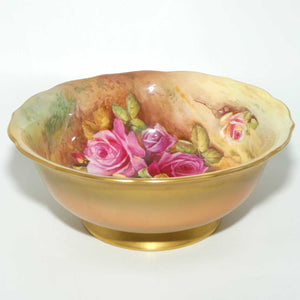 Royal Worcester hand painted Roses bowl by E Phillips